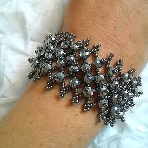 Beaded Silver Gray Bracelet